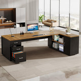 Tribesigns 85.8-Inch L-Shaped Executive Desk, Extra Large Modern Office Desk with File Drawers
