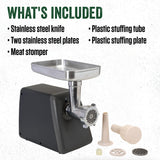 LEM Products #8 Countertop Meat Grinder, 575 Watt Aluminum Electric Meat Grinder for Home Use, Compact Food Processor for Grinding, Sausage Stuffing, Cooking