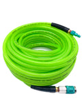 SYXQT Hybrid Air Hose 1/4-Inch,300 PSI Heavy Duty,Lightweight,Kink Resistant,All-Weather Flexibility with 1/4-Inch Aluminum Quick Coupler and Plug,Red (3/8''Hybrid Air Hose blue, 1/4''100FT)