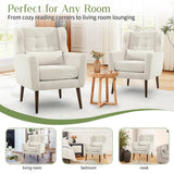 cinkehome Accent Arm Chairs for Living Room, Chenille Upholstered Mordern Armchair, Comfy Soft Padded Lounge Chair in Small Spaces, Bedroom, Pillow, Solid Wood Leg, Beige