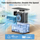 Dehumidifier, 106 OZ Water Tank Dehumidifiers for Home, 1000 sq.ft Quiet Dehumidifier for Basement Bathroom Bedroom RV with Auto Shut Off, Timer, Sleep Mode, 7 Color Light, Gray