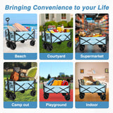 Yesker Foldable Wagon - 300lbs Collapsible Garden Carts with All Terrain Wheels for Outdoor Camping Sports Shopping Gardening  (Blue)