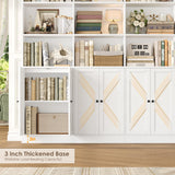 FACBOTALL 72.8" Large Bookshelf, Farmhouse Bookshelf with 8 Doors, White
