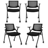 4 Pack Stackable Conference Room Chairs with Wheels and Paddle, Ergonomic Mesh Back and Arms for Meeting