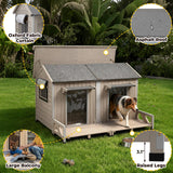 Extra Large Outdoor Wooden Dog House for 2 Dogs, Weatherproof Kennel
