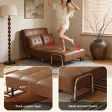DinaiteEain 39.4" 3-in-1 Faux Leather Convertible Sofa Bed, Loveseat Brown