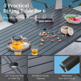 SUNSHINE VALLEY Patio Dining Set for 6, 67" Metal Table, Textilene Chairs