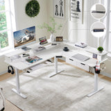 RedLemon 60 Inches L Shaped Electric Standing Desk, Height Adjustable Corner Gaming Desk with Drawers