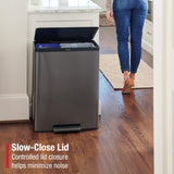 Rubbermaid Elite Stainless Steel Metal Dual Stream Step-On Trash Can for Waste and Recycling 15.9 Gallon Charcoal Trash and Recycle Bin Combo for Home/Kitchen/Garage/Apartment/Office