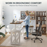 L-Shaped Executive Electric Standing Desk, 55"x48" Wood Farmhouse Home Office