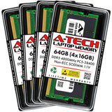 A-Tech 64GB Kit (4x16GB) DDR5 4800MHz PC5-38400 CL40 SODIMM 1.1V Non-ECC Unbuffered SO-DIMM 262-Pin Laptop Computer RAM Memory Upgrade Modules