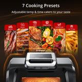 Acekool 7-in-1 Electric Indoor Grill, 1750W Air Fryer Grill Combo with Bake, Roast, Broil, Steam, Dehydrate, Even Heat Up to 450°F