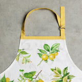 Maison d' Hermine Apron for women with Pocket 100% Cotton 27.50"x31.50" 1 Piece Adjustable Neck Strap & long ties Apron Men, Chef, Wedding, Cooking, Gardening, Server Spring/Summer (Limoncello)