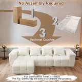 119" Boneless Couch, Cloud Sectional Couch with Deep Seat, High-Density Memory Foam and Chaise