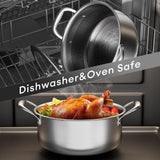 COOKER KING Stainless Steel 6 Pcs Pots Set, 1.5 & 2QT Saucepan and 5-Quart Pots with Lids, Non Stick, Non Toxic, Stay-Cool Handles, Induction, Oven, Dishwasher Safe