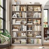 Bookshelf and Bookcase, 6-Tier Double Wide Bookshelves, Freestanding Display Storage Shelves
