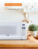COMMERCIAL CHEF 1.4 Cubic Foot Microwave with 10 Power Levels, Small Microwave with Push Button, 1100 Watt Microwave with Digital Control Panels, Countertop Microwave with Timer, White