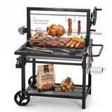 MFSTUDIO Santa Maria Charcoal Wood Grill w/Adjustable Height Grates, Black