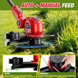 HEINPRO Cordless String Trimmer Compatible with Milwaukee M18 Battery, 12" Electric Weed Wacker, Auto Line Feed, Weed Eater Battery Powered Grass Trimmer, w/ 6 Line Spools, Red (Tool Only)