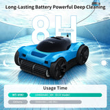 MT-VIKI H8 Cordless Robotic Pool Cleaner, Pool Vacuum Robot with 480 Min Runtime, Wall & Waterline Cleaning, App & Remote Control