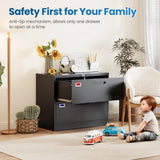 PEUKC 2 Drawer File Cabinet, Lateral Filing Cabinets for Home Office, Office Storage Drawers with Lock, Hanging Files Legal/Letter A4 Size (Assemble Required,Black)
