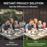 Metal Privacy Screen Outdoor – 6FT Freestanding Decorative Steel Panel with Stand, Laser-Cut Chevron Pattern Modern Privacy Divider