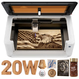 LaserPecker LX2 20W All-in-One Desktop Laser Engraver Cutter, 19.7" x 12" Large Working Area 1000mm/s High-Speed 12MP Camera Class 1 Safety Laser Engraving Machine for Wood Metal Acrylic, Basic Bundle
