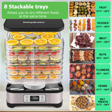 Homdox Food Dehydrator for Jerky & Fruit, 8 BPA-Free Trays, 72H Timer & Temp Control 158°F, 400W Dehydrator Machine for Herbs, Veggies, Meat, Dog Treats, Fruit Roll Sheet Included