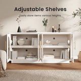 Hotmeily 30.7" Tall Arched Glass Entertainment Center,White Oak
