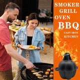 JULYSVE Small Cast Iron Smoker Box & Garlic Roaster Garlic Presses, Pre-Seasoned Wood Chip Smoker Box for Gas/Pellet/Charcoal Grills, Cast-Iron Garlic Baker