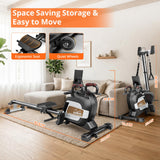 pooboo Rowing Machines for Home, Magnetic Rowing Machine with Adjustable Resistance, Folding Rower Machine of Quiet, 350lbs Weight Capacity, Comfortable Seat Cushion,LCD Monitor, App Support