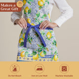 Maison d' Hermine Apron for women with Pocket 100% Cotton 27.50"x31.50" 1 Piece Adjustable Neck Strap & long ties Apron Men, Chef, Wedding, Cooking, Gardening, Server Spring/Summer (Citrus)