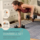 LifePro Adjustable Dumbbell Set – 5-25 lb Dumbbells Set of 2, Quick Change Rotating Hand Weights for Women//Men at Home Gym Weight System - 5-25 Pound, Ideal for Home Strength Training