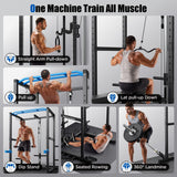 Sportsroyals Squat Rack, LAT Power Cage, Power Rack Multi-Function with Pulley System and Training Attachments for Home Gym