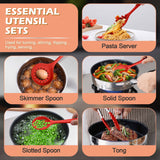 Kitchen Cooking Utensils Set with Holder, Homikit 15-Piece Silicone Spatula Set for Nonstick Cookware, 446°F Heat Resistant Spoon-Red