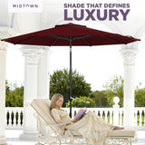 Midtown Umbrellas - The Lean 8 Ft Patio Umbrella with Fade-Resistant Sunbrella Fabric, Auto-Tilt Aluminum Frame and 8 Reinforced Ribs for Deck, Pool & Garden - Burgundy Canopy, Black Pole