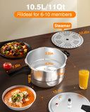 WantJoin 11Qt Aluminum Pressure Cooker w/Release Valve & Multiple Protective Devices,Pressure Canner Compatible with Gas & Induction Cooker,Canner Rack Included