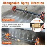 LTANLE 2-in-1 Can Move Horizontally Pressure Washer Undercarriage Cleaner Water Broom，23" Surface Cleaner Power Washer Attachment with 7 Nozzles 3 Extension Rods andSpare Wheel，4000 PSI