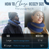 BCOZZY Organic Cotton Double Support Neck Pillow for Travel - 3 Ergonomic Positions for Head, Neck, and Chin Comfort - Ideal for Sleeping Upright on Flights, Cars, and at Home – Large, Gray