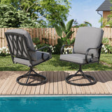 MELLCOM Outdoor Swivel Rocker Patio Chairs with Grey Cushions, Set of 6