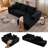 96" Boneless Couch for Living Room, Small Corduroy Cloud Sectional Sofa with L-Shape Chaise