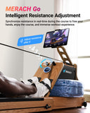 MERACH Foldable Wooden Rowing Machine, Water Electromagnetic Rower Machine for Home Use, Exclusive App Lifetime Membership, Patented Space Saver, MERACH Go Technology, 950 MERACH
