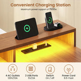 L Shaped Electric Standing Desk, 63 inch Gaming Computer Desk with Storage Shelves and LED Lights