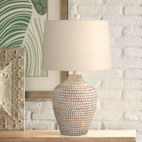 Regency Hill Alese 23 1/2" High Textured Dot Jug Small Farmhouse Rustic Coastal Accent Table Lamps Set of 2 Beige Light Earth Finish Single Oatmeal Shade Living Room Bedroom Bedside Nightstand House