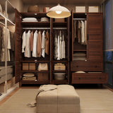 GarveeHome Armoire Wardrobe Closet with 2 Drawers,72 in Wooden Wardrobe Cabinet with Hanging Rod, Tall Clothing Armoire Cabinet with Doors and 18 Adjustable Shelves for Bedroom, Clothes,Walunt Brown