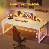 48 Inch Computer Desk, 1" Thick Heavy Duty Industrial Office Desk, Modern Simple Study Writing Table for Home Office