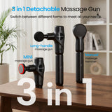NAPRE 3-in-1 Detachable Massage Gun with Heat,Mini Massage Gun Deep Tissue with Extension Handle,Portable Handheld Percussion Muscle Massager for Back/Neck/Body,Small & Quiet,5 Heads,Mothers Day Gifts