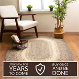 Super Area Rugs 10X13 Braided Rugs Farmhouse Living Room Rug - Ridgewood Braided Rug for Master Bedrooms - Reversible - Indoor/Outdoor - Made in USA - Brown Velvet/Beige, 10' X 13' Oval
