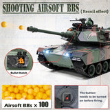 Supdex 1:18 RC Tank, 2.4Ghz M1A2 Remote Control Tank Model Toys, 15 Channel Battle Army Toy with Smoke, Light, Sound, Volume Switch, Military Toy for Adult and Kid that Shoots BBS