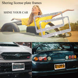 SHERING Bling License Plate Frame, 2 Pack License Plate Frame with Premium Gift Box for Women,Rhinestone License Plate Frames with 1100pcs Rhinestones (Champagne Gold Rhinestones)